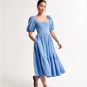 NWOT Abercrombie & Fitch Emerson Poplin Puff Sleeve Midi Dress
